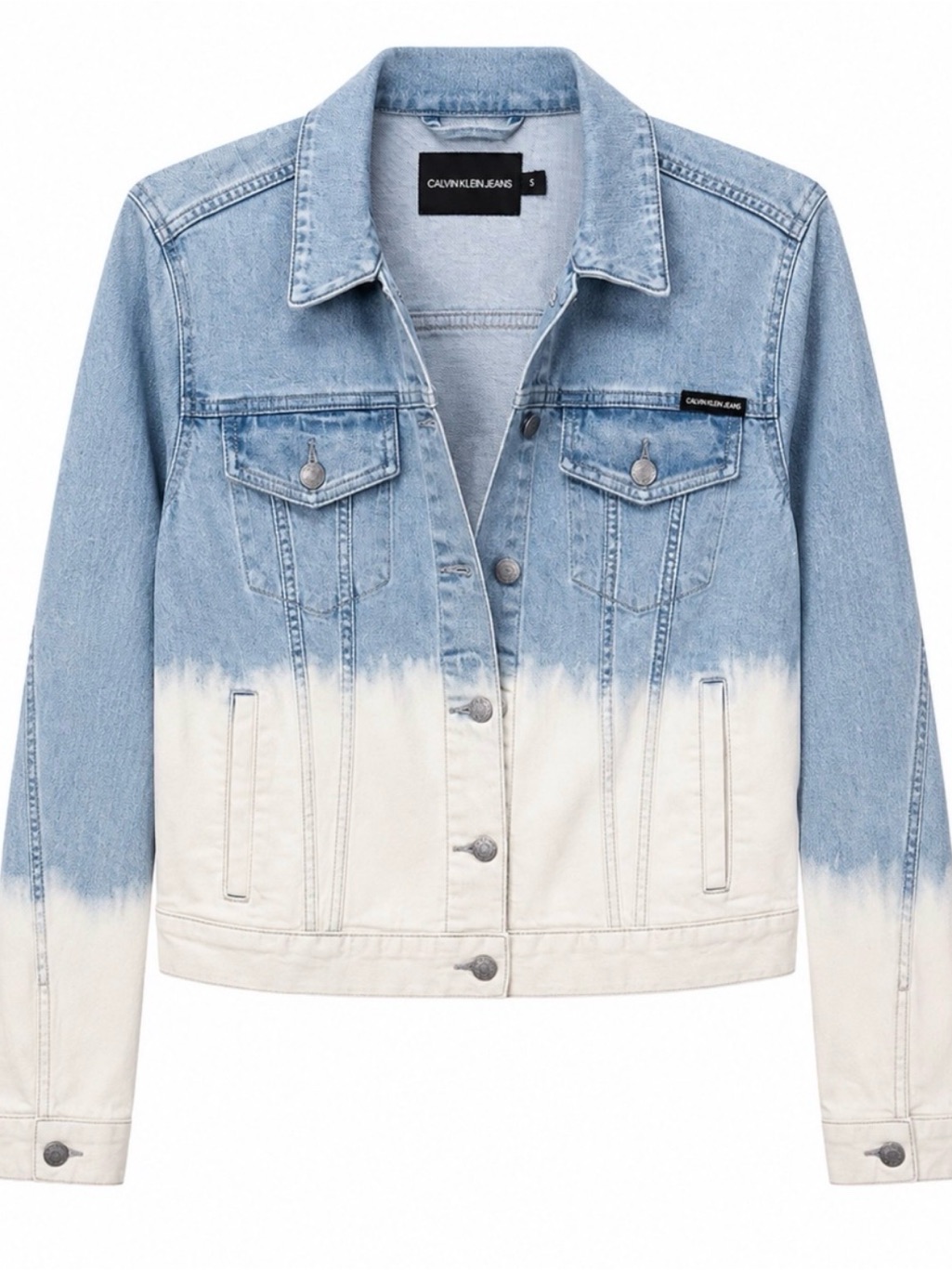 Calvin Klein Light Blue To Cream Dip-Dye Denim Jacket